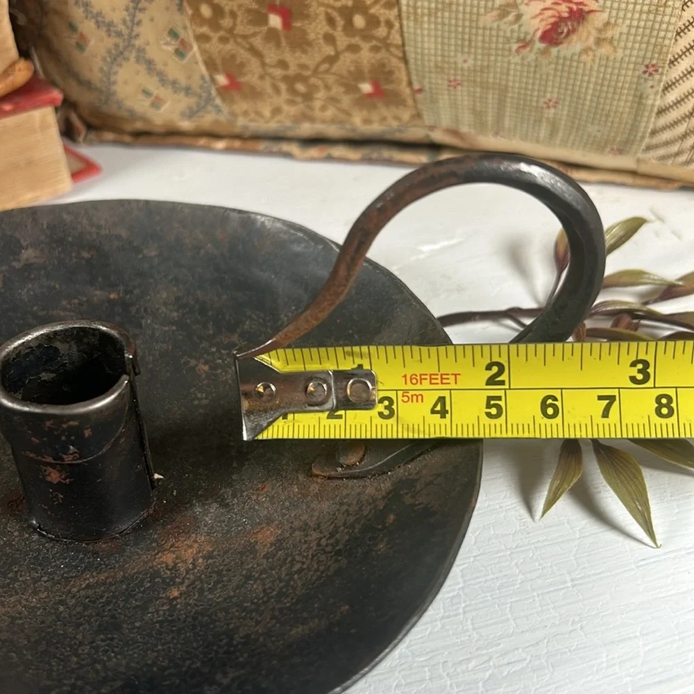 VTG Hand Forged Iron Candlestick Handheld Hand Made Rustic Farmhouse Primitive